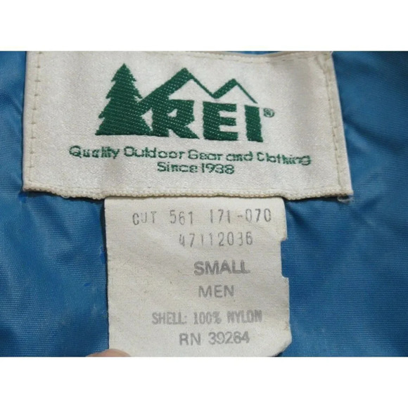 REI Co-op Rain Shell Blue Mens Vintage Raincoat Zip-up w Hood Nylon Small Jacket - Picture 10 of 12